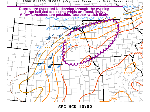 Mesoscale Discussion 780 severe thunderstorm Jun 18, 2018 local area