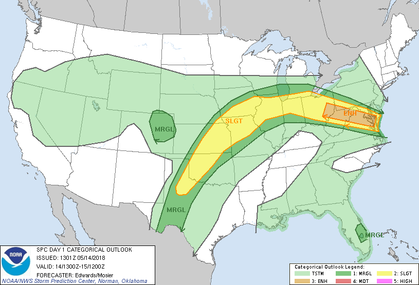 SPC Day1 Outlook May 14 2018-1300UTC